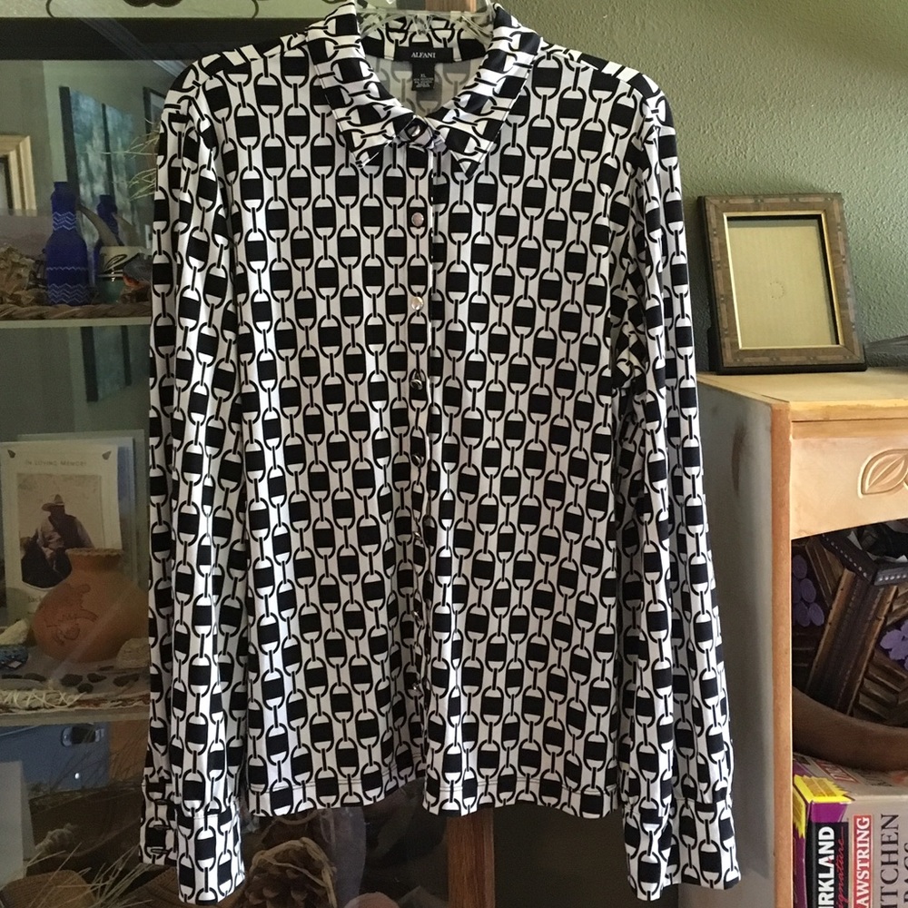 Alfani Long Sleeve Button Up Blouse