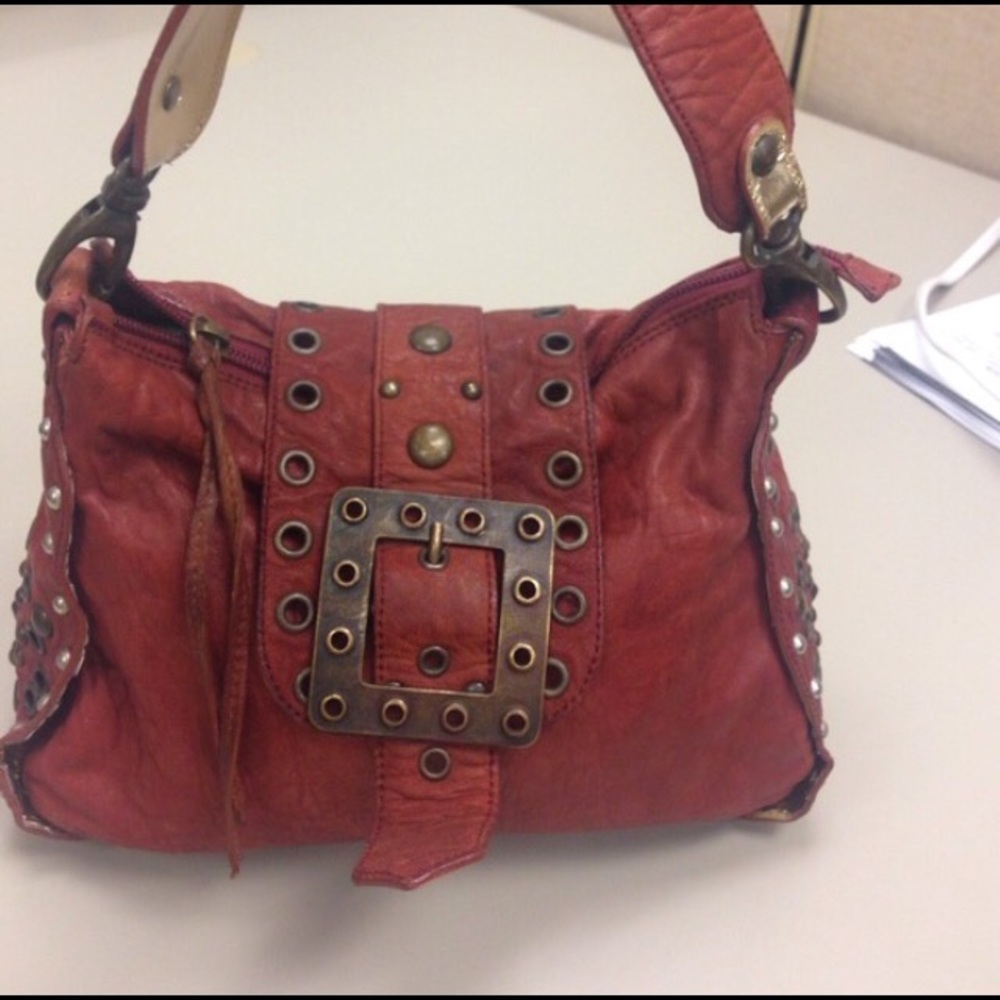 Soft crinkled red rust color bag