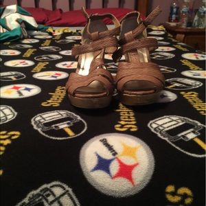 Torrid tan wedge sandals