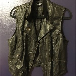 Faux leather black vest