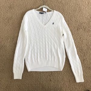Ralph Lauren Cable Knit White Sweater XL
