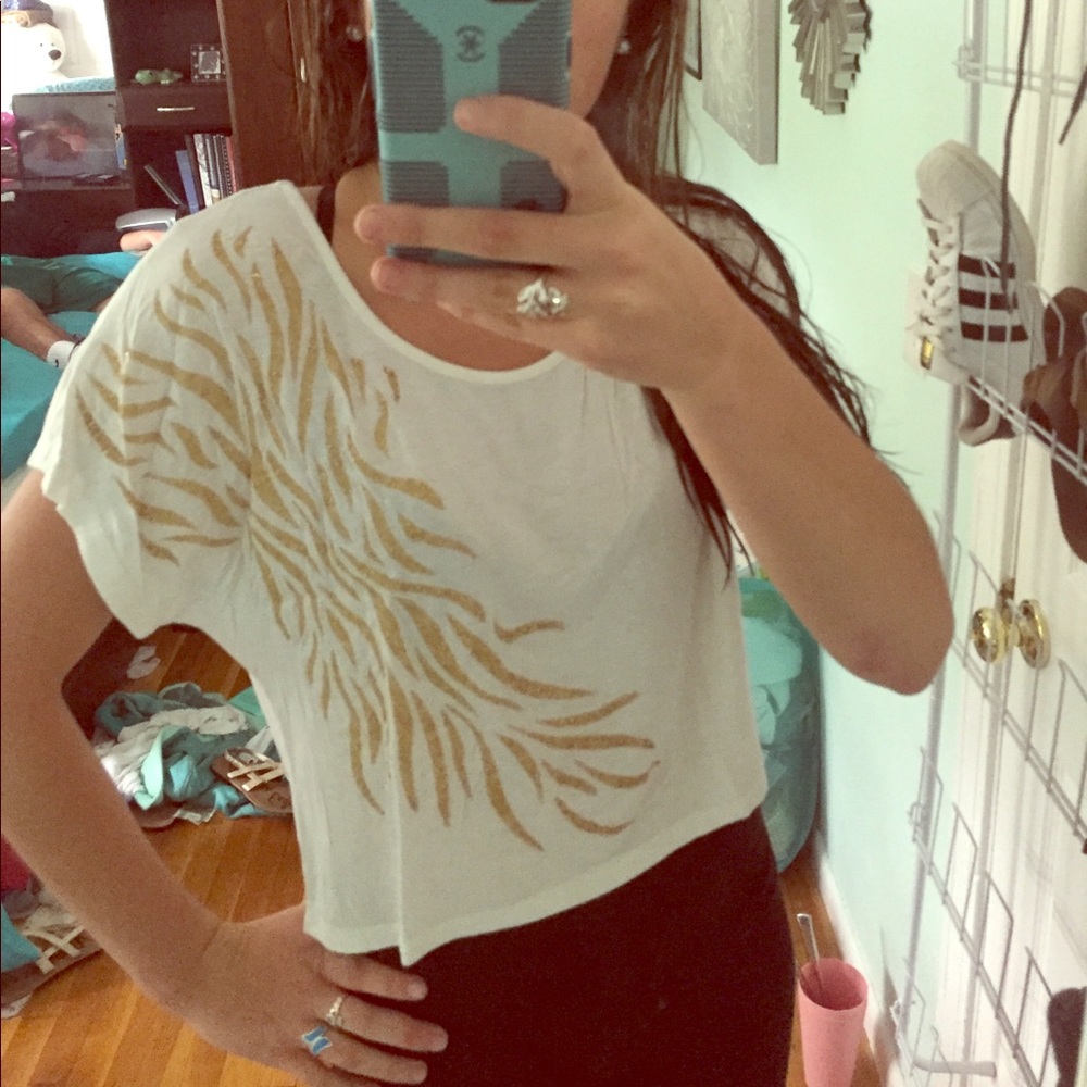 Cute crop tee, gold sparkle