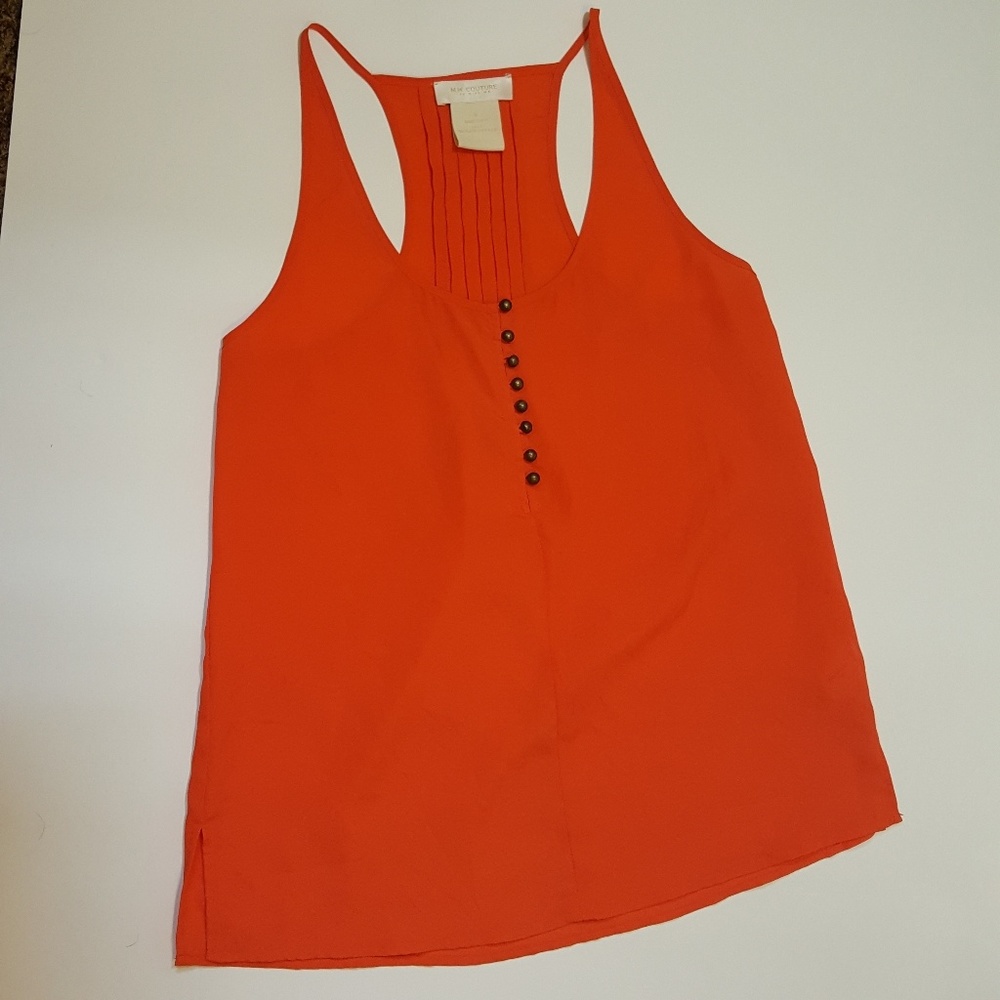 MM Couture sheer orange tank top