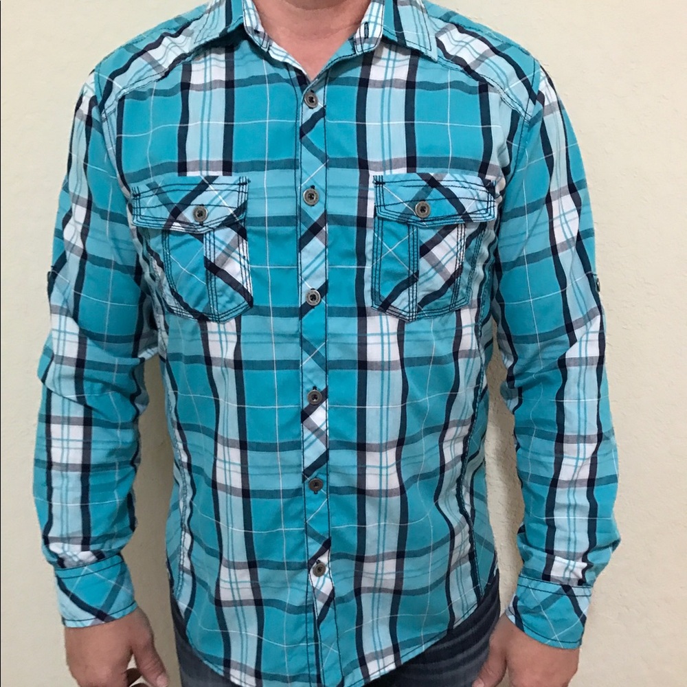 Men plaid shirt M