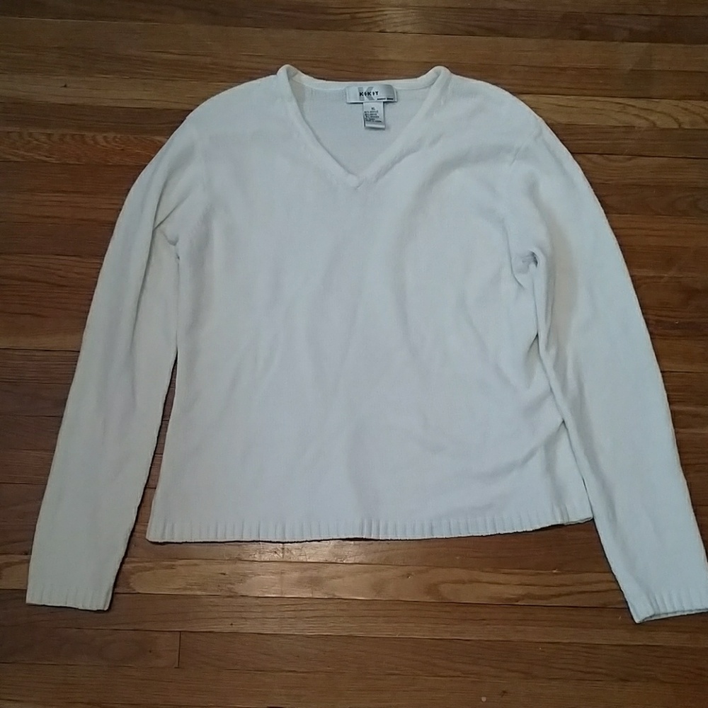 White V-Neck Sweater