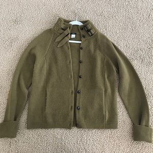 J Crew Chunky Knit Cardigan Sweater Olive XL