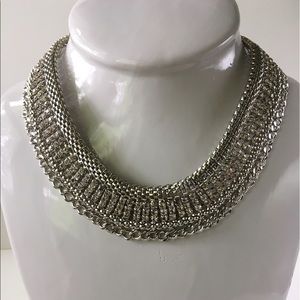 Necklace silver with rhinestones