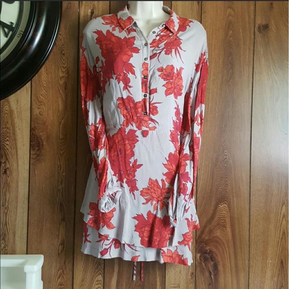 Free People floral tie back tunic/dress