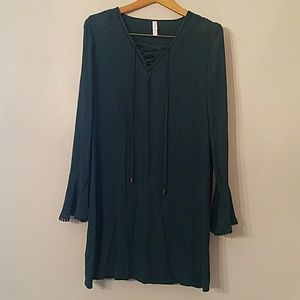 Xhilaration, Dark Forest Green Peasant Tunic Dress