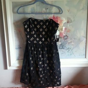 Macy's Strapless Black Dress with Nude Underlay