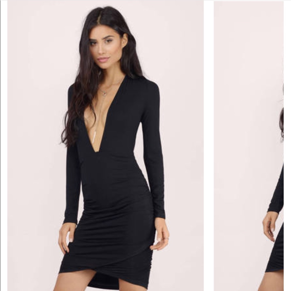 Deep V black dress
