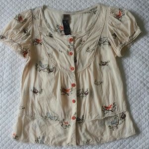 Anthropologie Hawk's Nest Embroidered Blouse Lithe