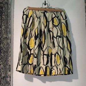 Yellow and black ring midi skirt