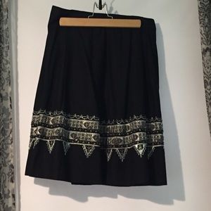 Black midi skirt with beaded detail