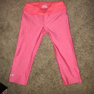 Pink Under Armour athletic crops