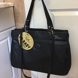 Black leather baby diaper bag NEW
