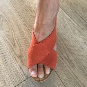 Lucky Brand Orange Cork Wedge Size 8.5
