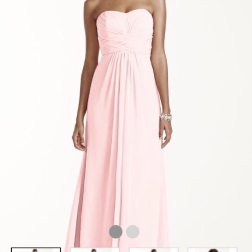 Davids Bridal strapless blush long dress