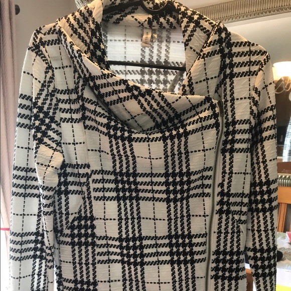 Side zip jacket Black and White/light cream - Picture 1 of 4