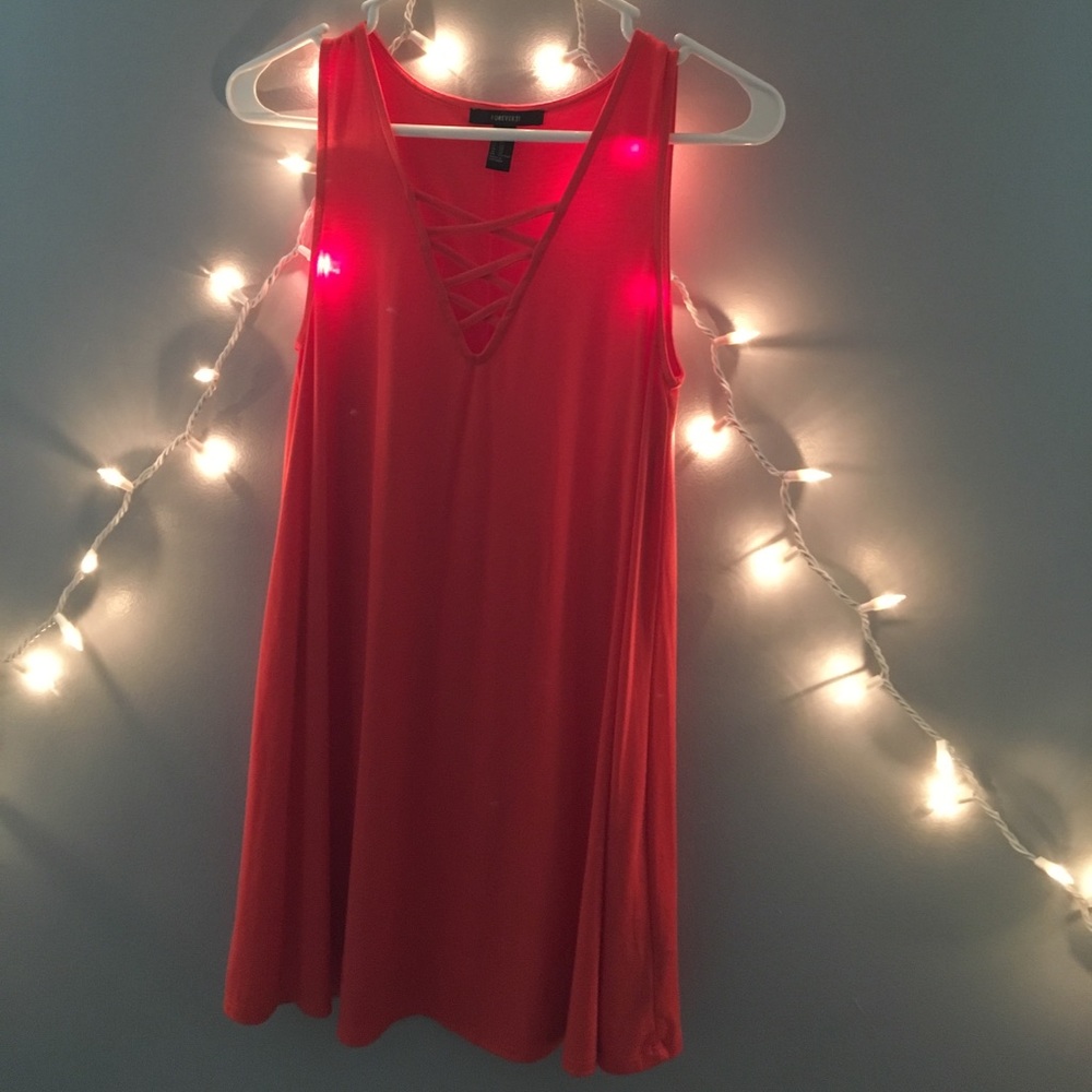 Peach Forver 21 cross cross shift dress