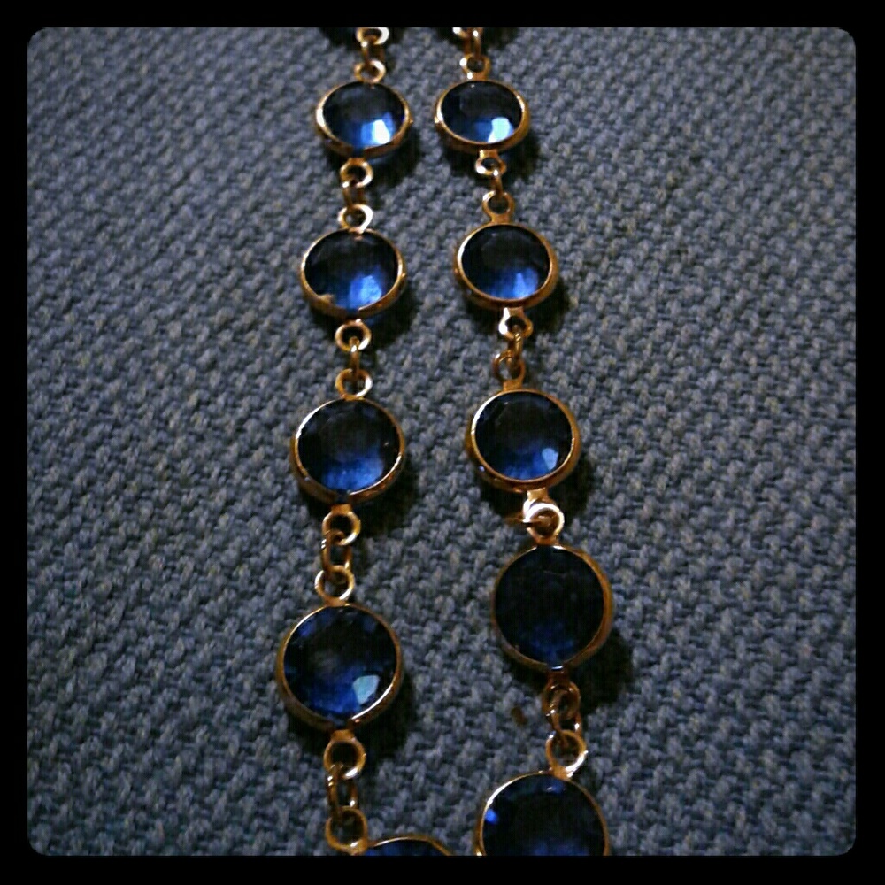 Monet goldtone and light blue necklace