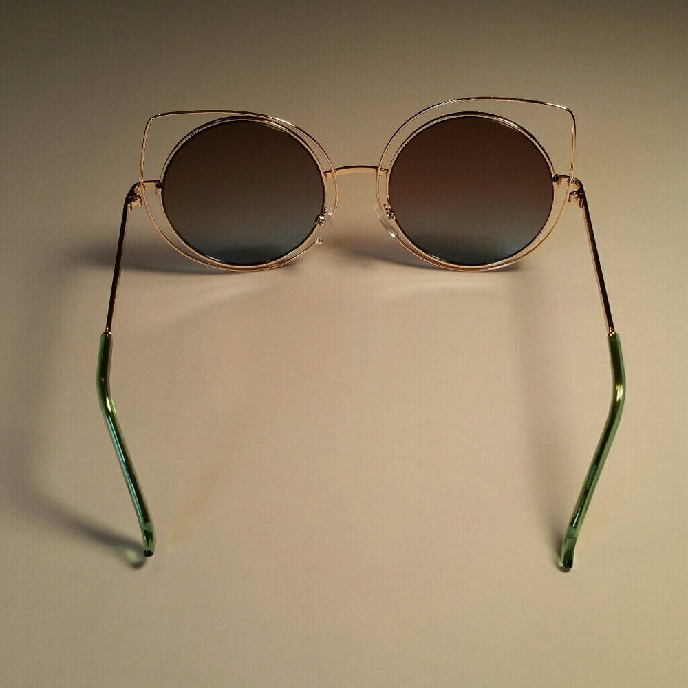 😎NWT Trendy Circle Cateye Frame Sunglasses - Picture 3 of 5