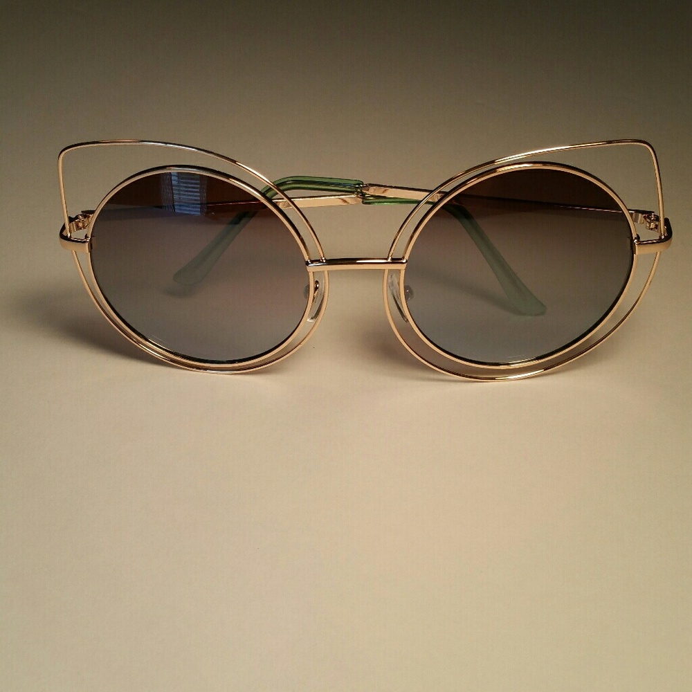 😎NWT Trendy Circle Cateye Frame Sunglasses - Picture 2 of 5