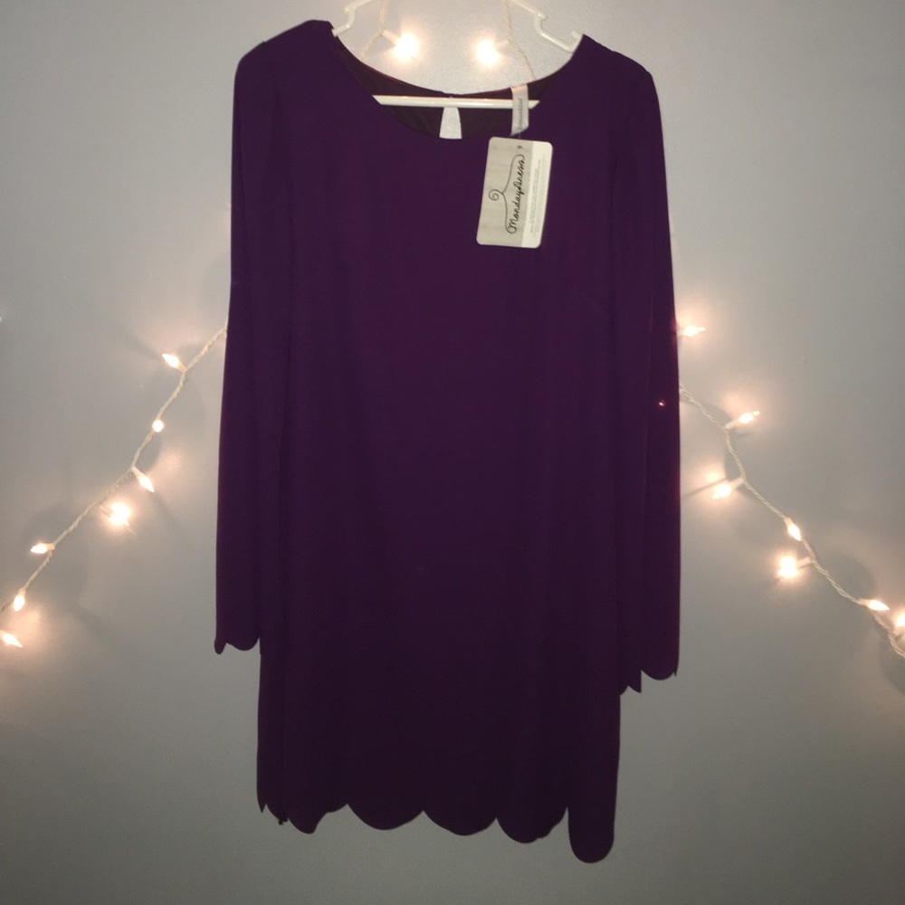 Eggplant Scalloped Shift Dress