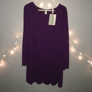 Eggplant Scalloped Shift Dress