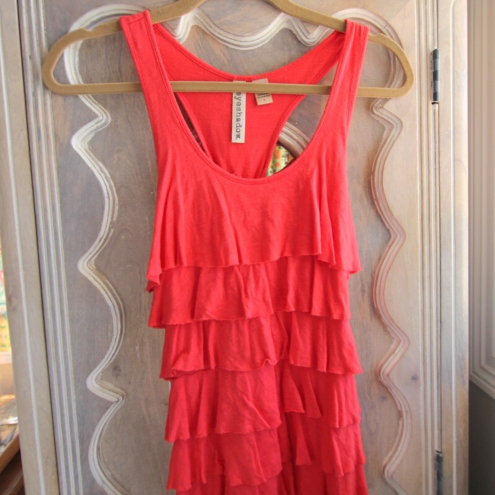 Coral Ruffle Racerback Tank