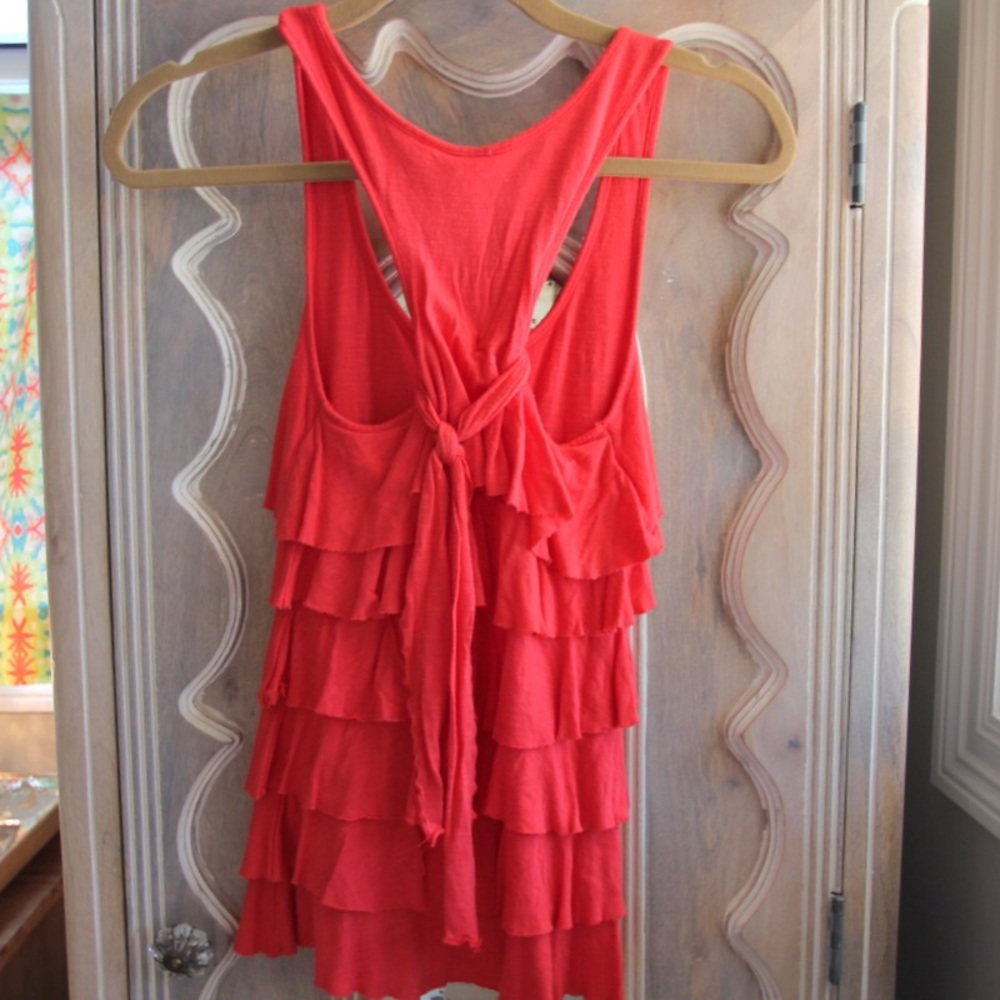 Coral Ruffle Racerback Tank - Picture 3 of 4
