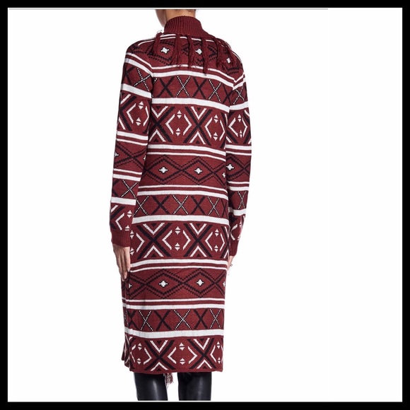 LONG MAXI BOHO FRINGE TRIM LONG CATDIGAN JACKET - Picture 6 of 8