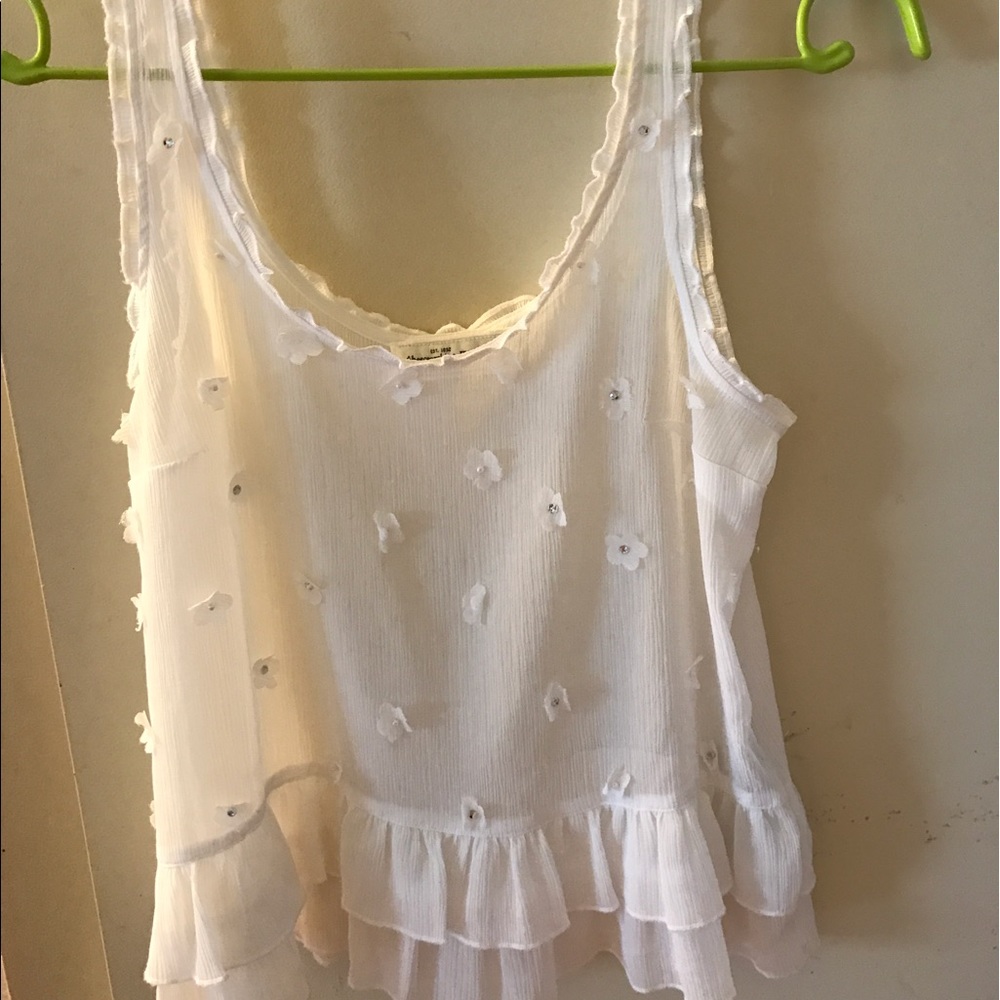 A&F women top white chiffon