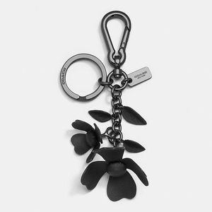 Coach Leather Tea Rose Keychain