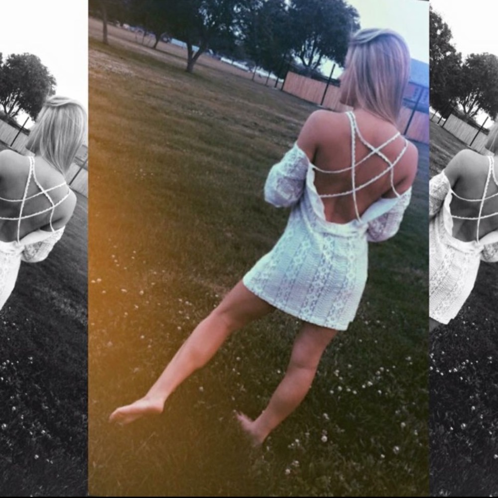 Off the shoulder white lace loose dress!!!