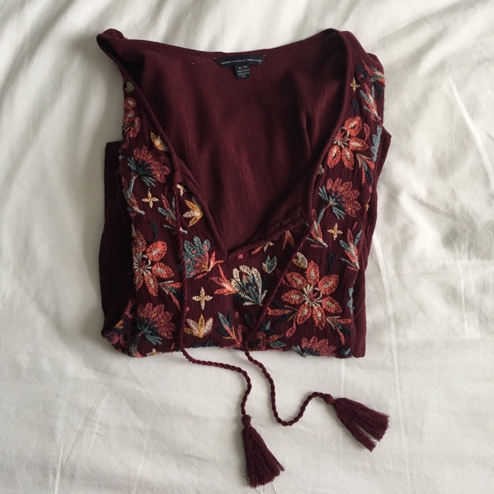 AR embroidered peasant top
