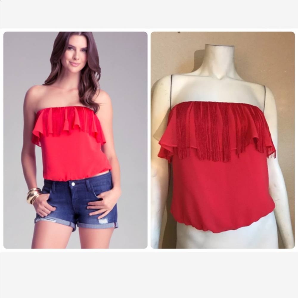 Bebe Fringe Tube Top