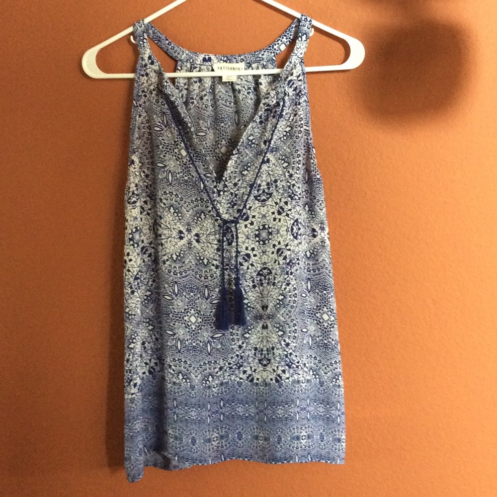 Artisan NY blue & white top