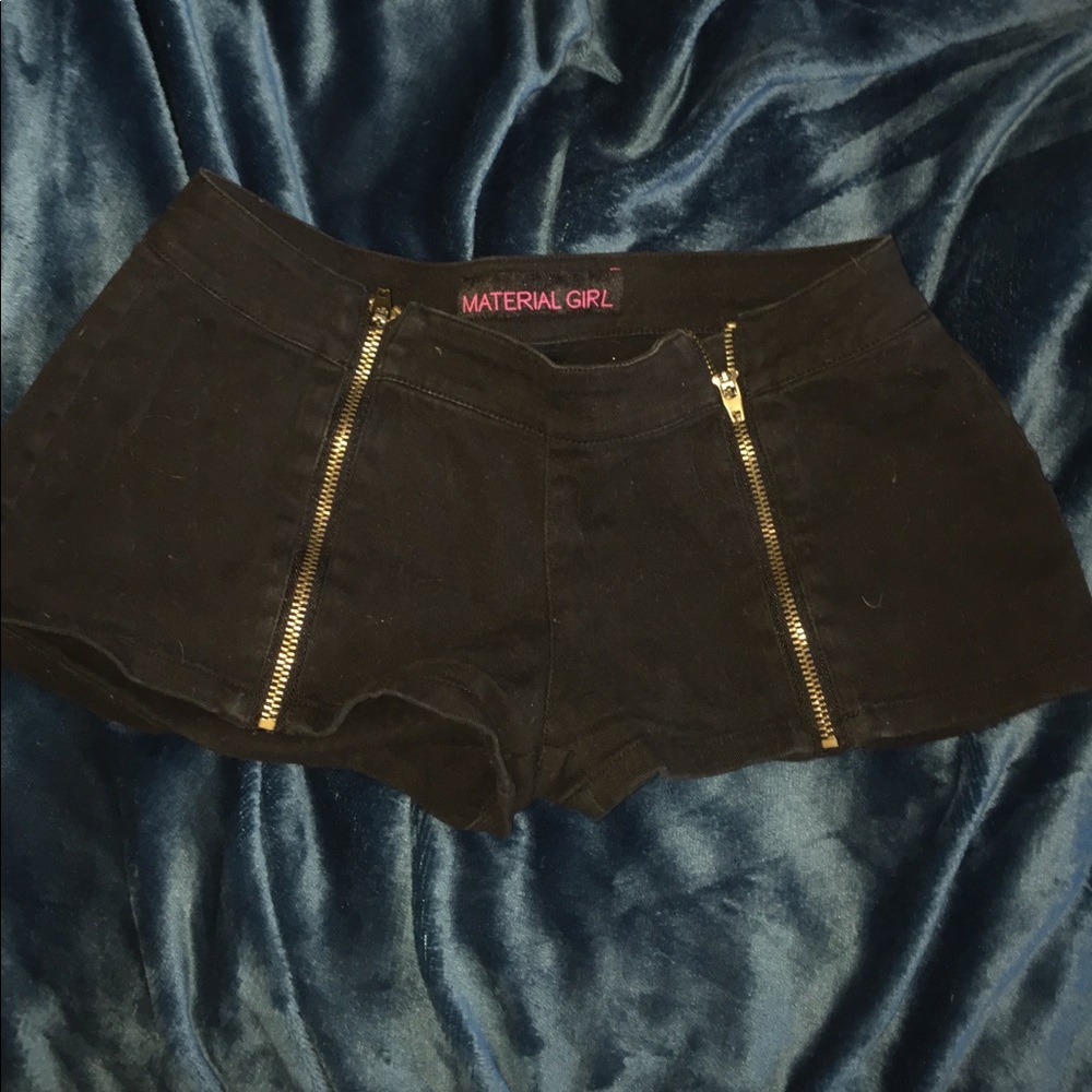 Black shorts with zippers