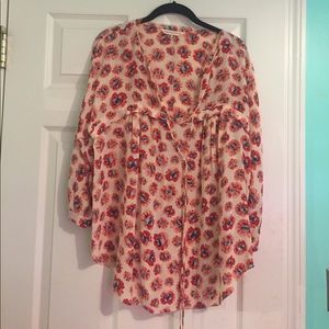 Rebecca Taylor 100% silk peasant style blouse.