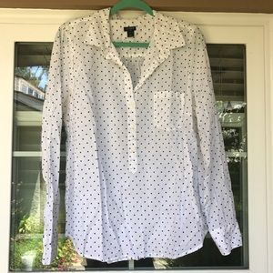 J. Crew Tops - White Polka Dot Collared Popover Shirt J. Crew Tops - White Polka Dot Collared Popover Shirt