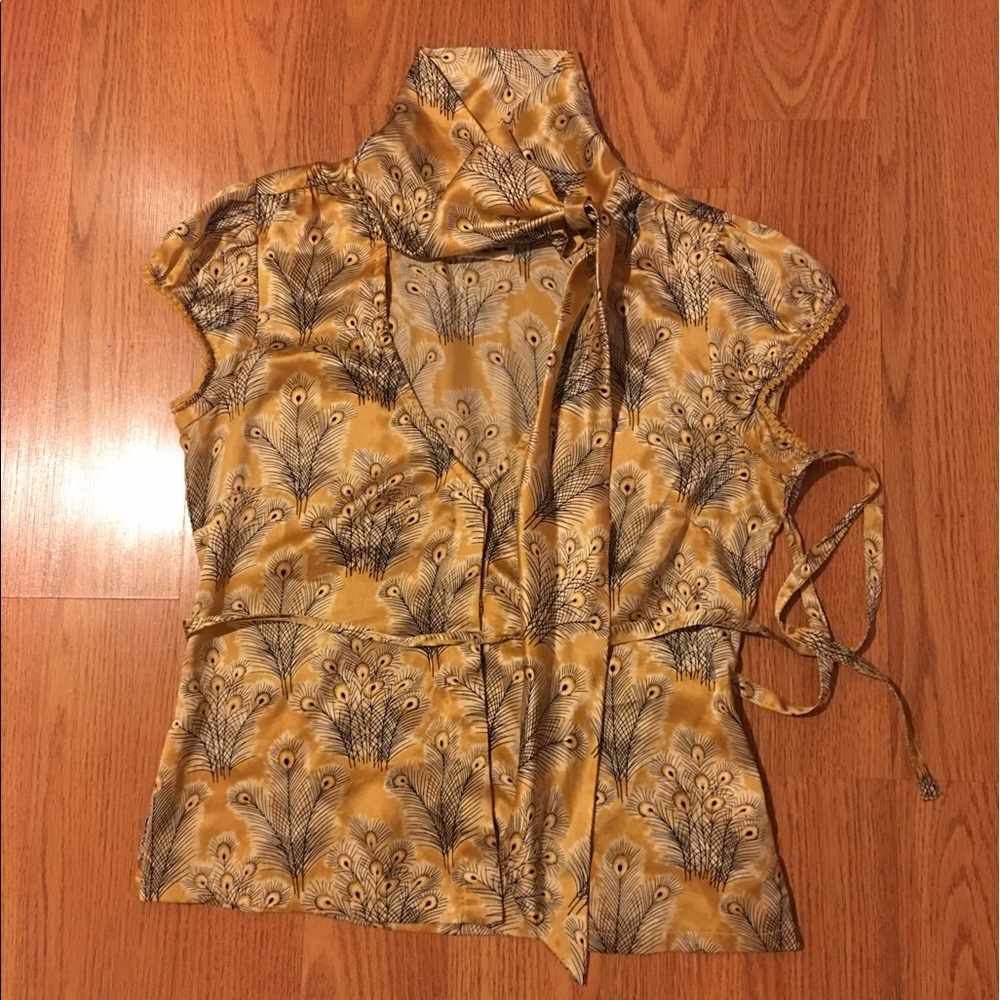 Free People tie neck silk blouse