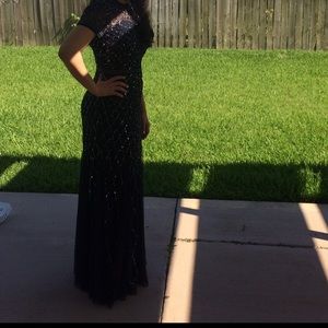 Adrianna Papell navy Sequin prom dress