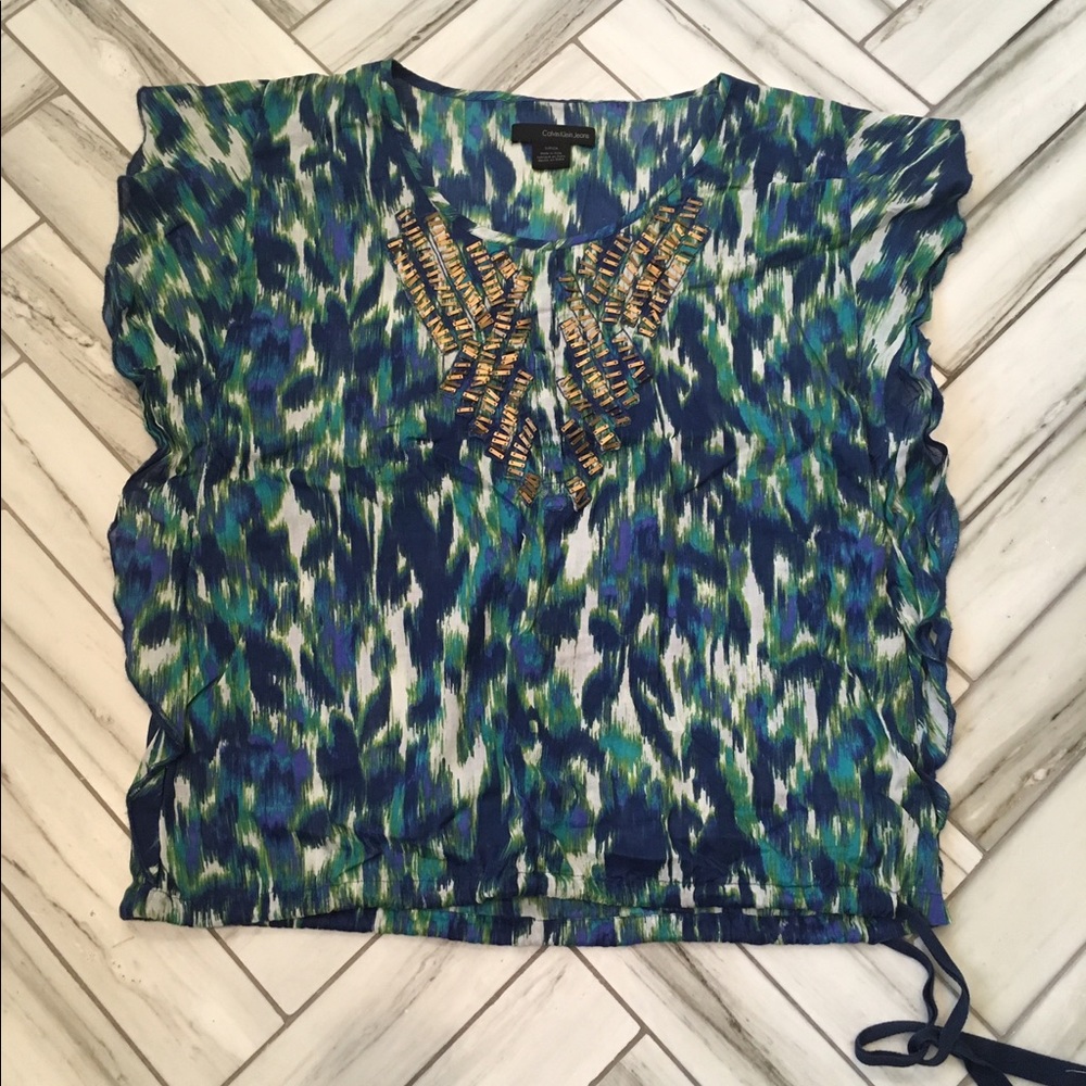 Calvin Klein embellished linen top