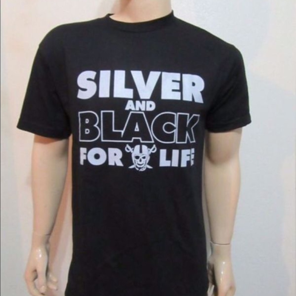 Men Silver and Black For Life Raiders T-Shirt