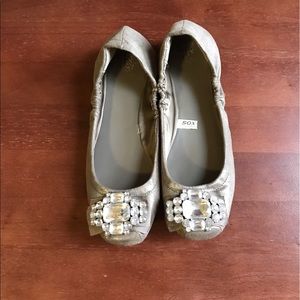 Bejeweled metallic Flats