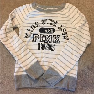 striped love pink sweatshirt