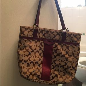 Burgundy & Tan Coach purse