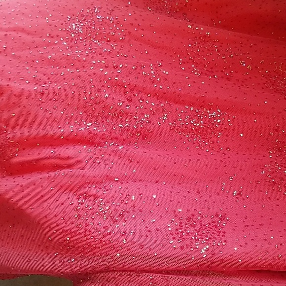 One-Shoulder, Coral, Stretchy, Sparkling Maxi/Prom - Picture 3 of 5