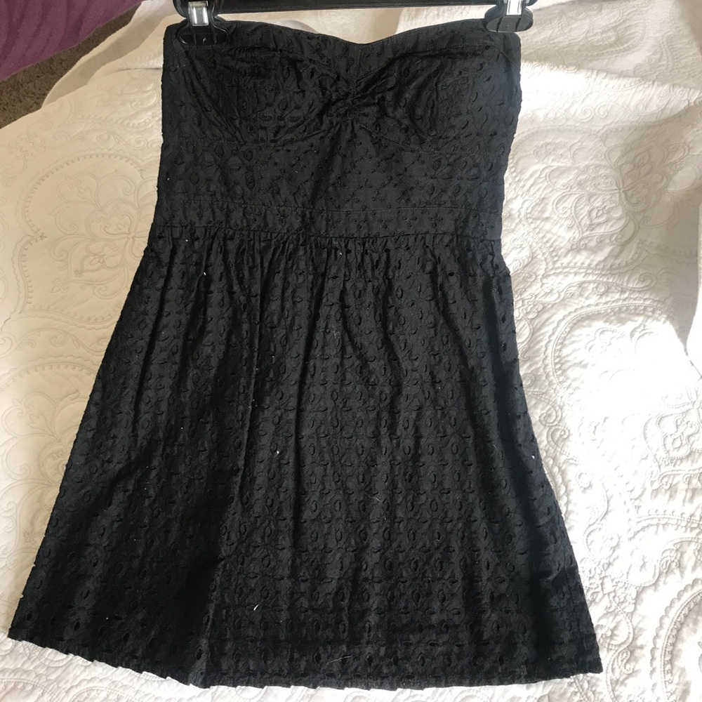 Black Strapless Crochet Dress from AE